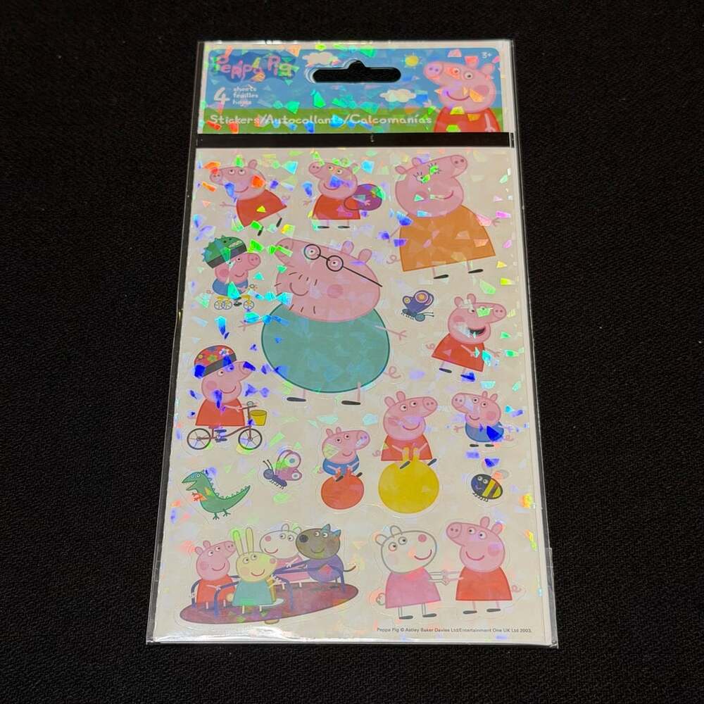 Peppa Pig 4 Sheets Holographic Prism Stickers Pack ST4017